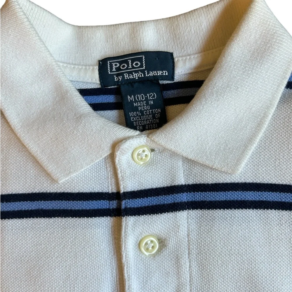 Polo by Ralph Lauren Kids White and Blue Striped Shirt